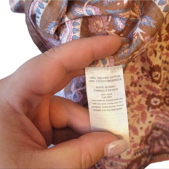 Faherty Women's Cream Floral Cotton Blouse Size XL - Picture 6 of 7